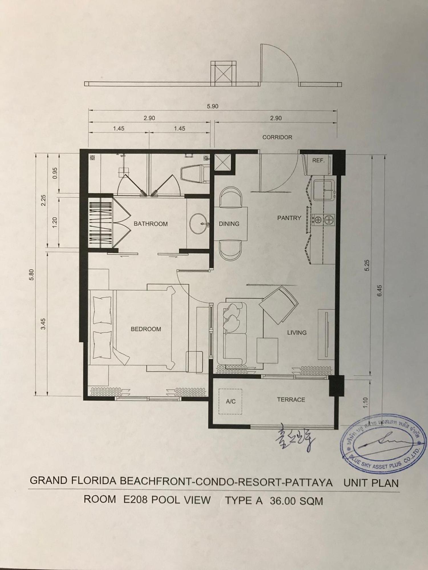 Grand Florida芭提雅带免费游泳池温泉和健身房和办公区水上花园公寓e208 Na Chom Thian Exterior foto